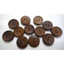 MR. DARK WOOD - 2 Hole Wood Wooden Button - Sewing Scrapbook DIY - 17.5 mm (11/16th") - Size Ligne 28